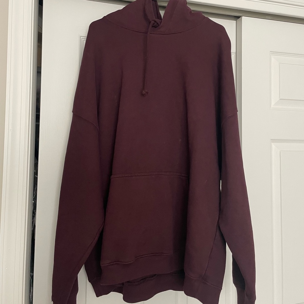 YEEZY Season 5 Oversized Heavy Hoodie Sweatshirt in Burgundy (Size M)